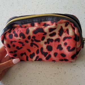 Pink Leopard Print Makeup Bag